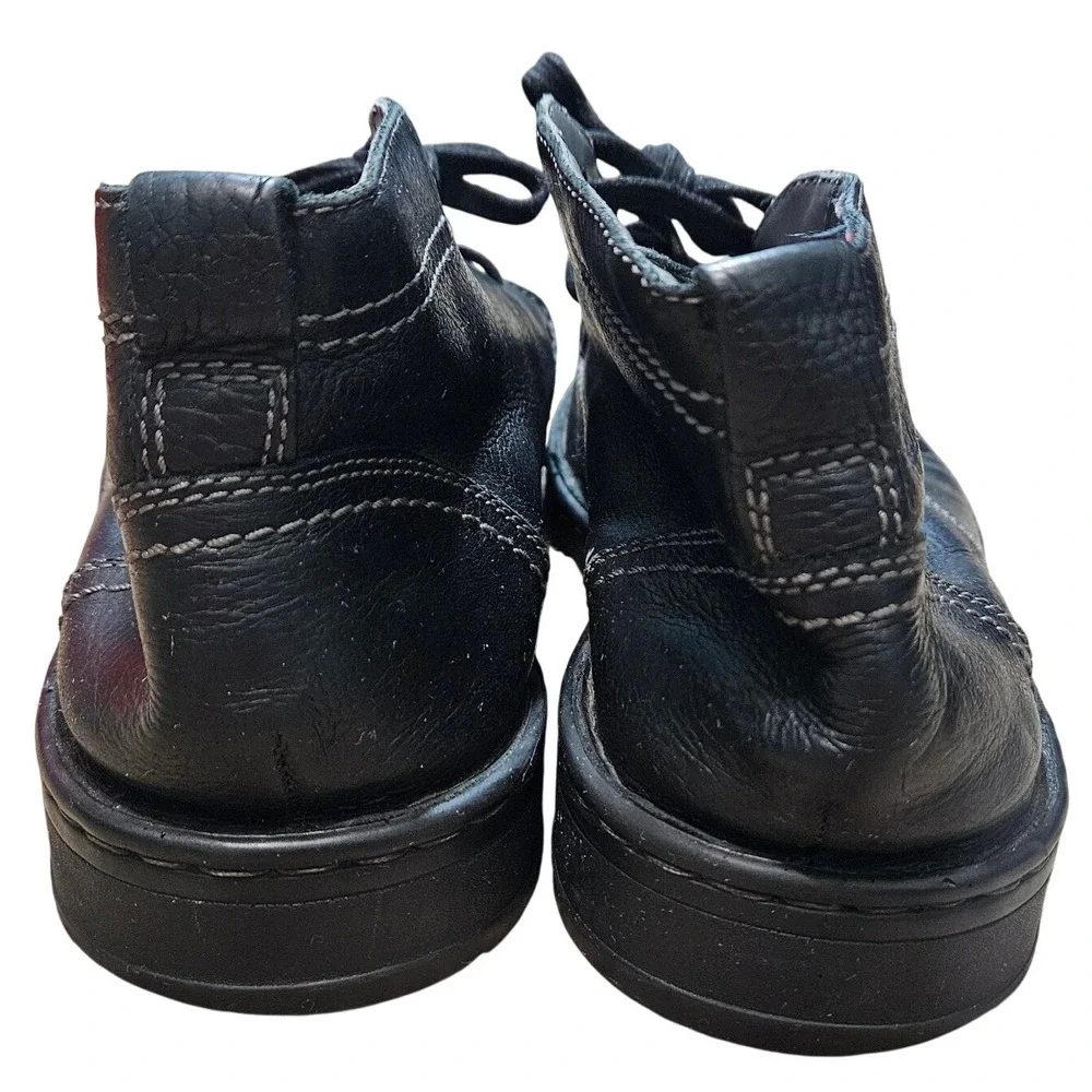 Clarks Collection Men Black Leather Chukka Boots Plaid Lining Ortholite Size 9.5